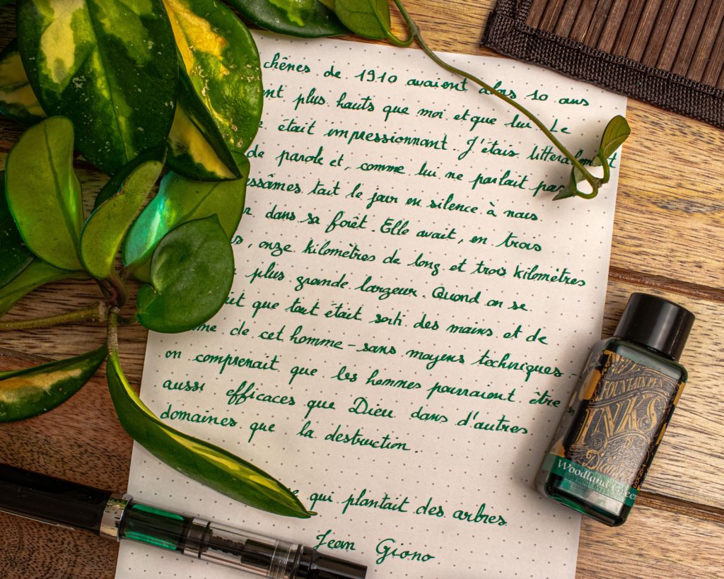 Présentation de l'encre avec écriture