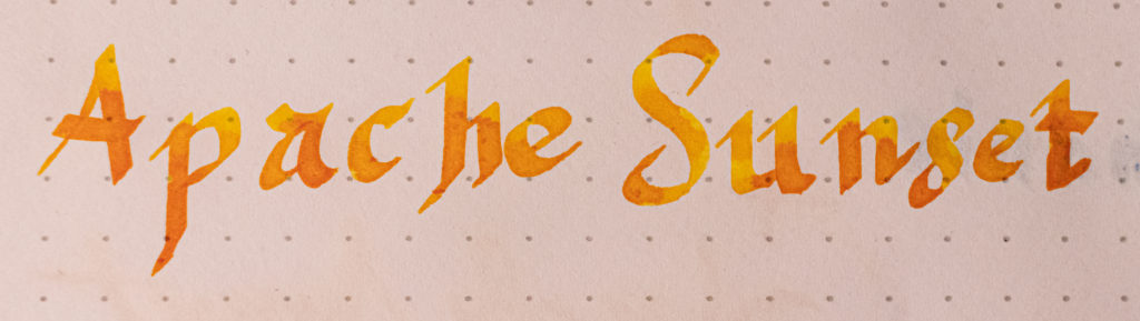 Encre Apache Sunset en utilisant un stylo Parallel Pen de Pilot.